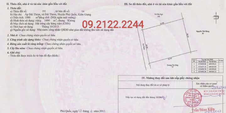 Bán đất 1000m² ngang 28.4m view biển Bãi Thơm giá 5 tỷ Đặc khu Phú Quốc