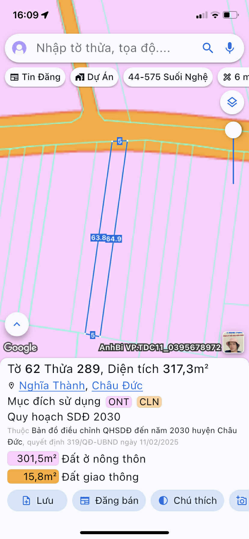 Bán đất 317.3m² ngang 5m giá 1.1 tỷ Xã Nghĩa Thành