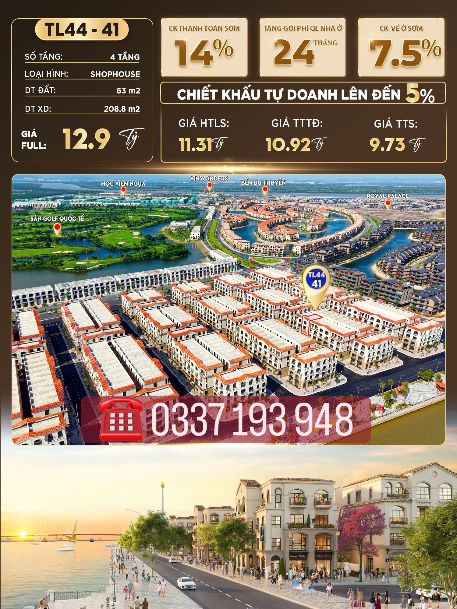 Bán shophouse Tài Lộc 4.3 TL44-41 Vinhomes Vũ Yên Hải Phòng.
