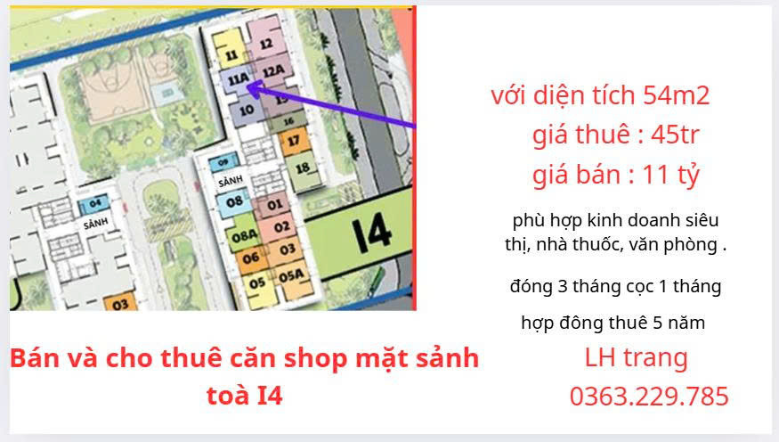 Bán căn shop vinhomes smart diện tích 54m2 giá bán 11 tỷ