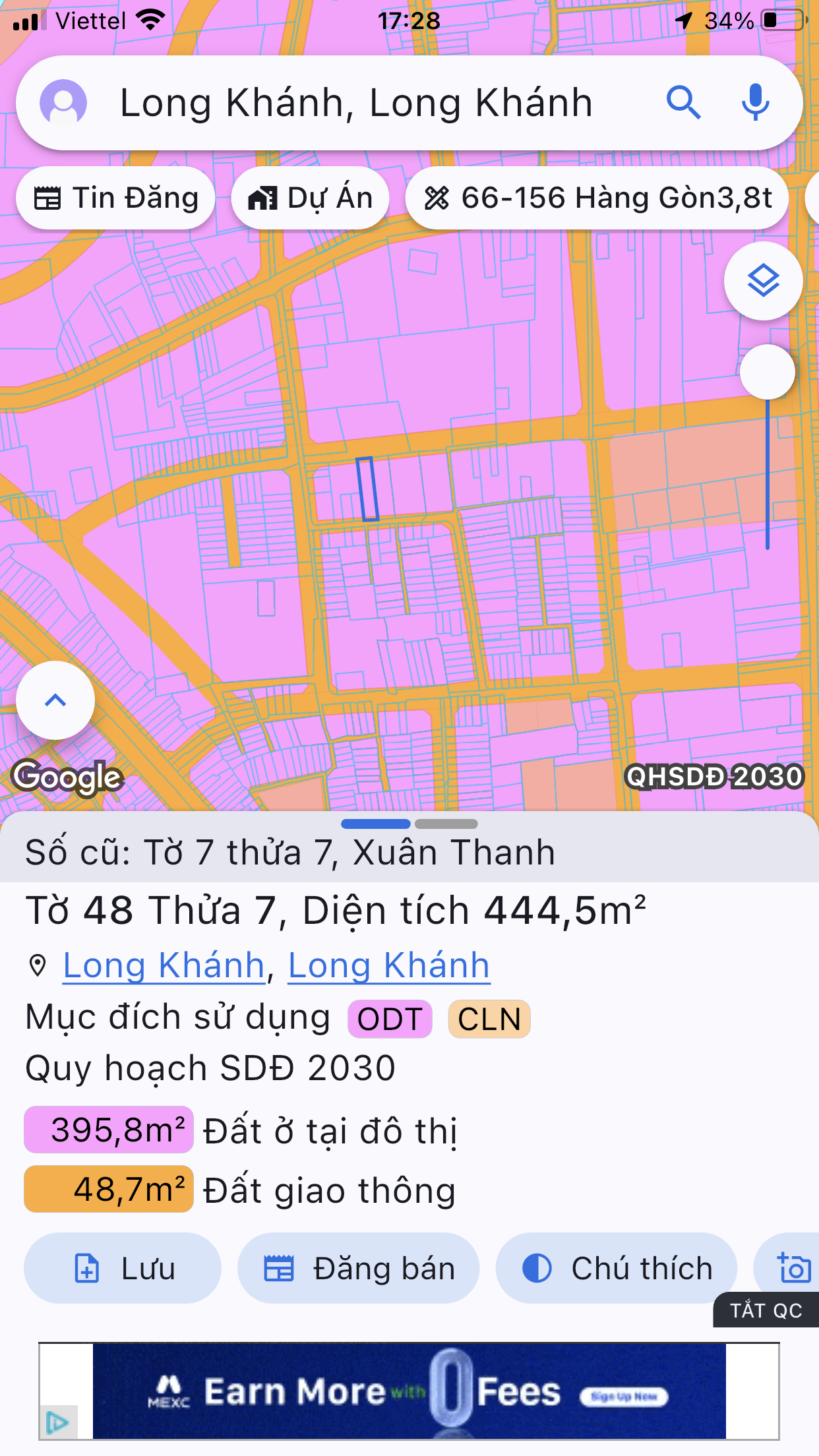 Bán đất 444,5m² có sẵn 200m² thổ cư ngang 10m giá 6 tỷ tại Đường 9 tháng 4 Phường Long Khánh