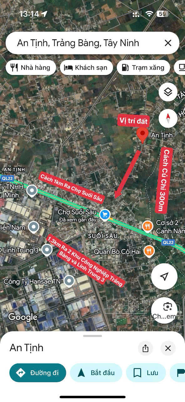Siêu phẩm đất ngang 10 ,249m2 đối diện cổng khu công nghiệp Linh Trung 3, Chợ Suổi Sâu, Trảng Bàng , thổ cư Sổ hồng riêng 9 ch.ủ, giá 960tri,ệu