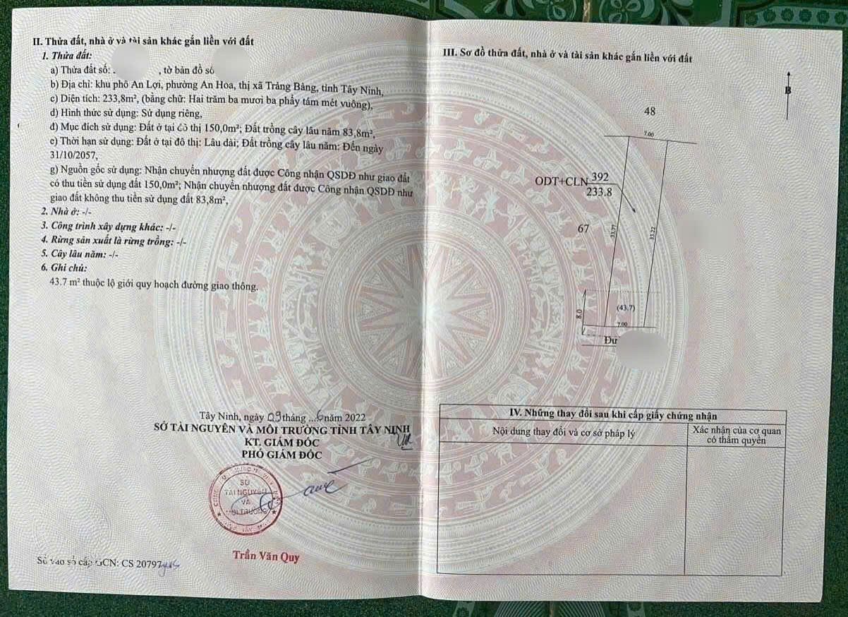 Cần bán gấp căn nhà vườn ở Trung Tâm TX Trảng Bàng, Tây Ninh, diện tích 233m2, sổ hồng riêng