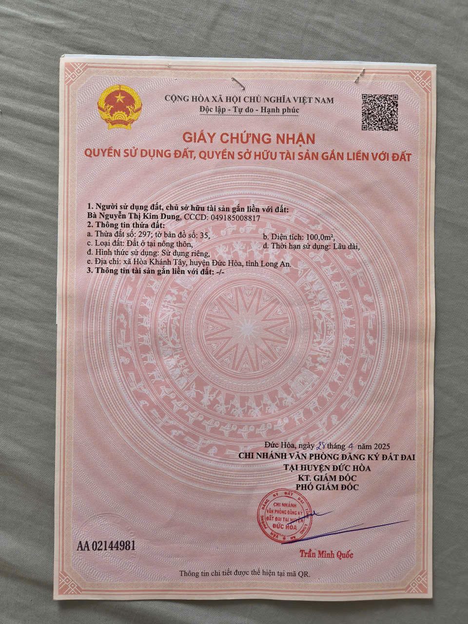 Chính Chủ Bán Đất Xã Hòa Khánh Tây, Huyện Đức Hòa, Tỉnh Long An