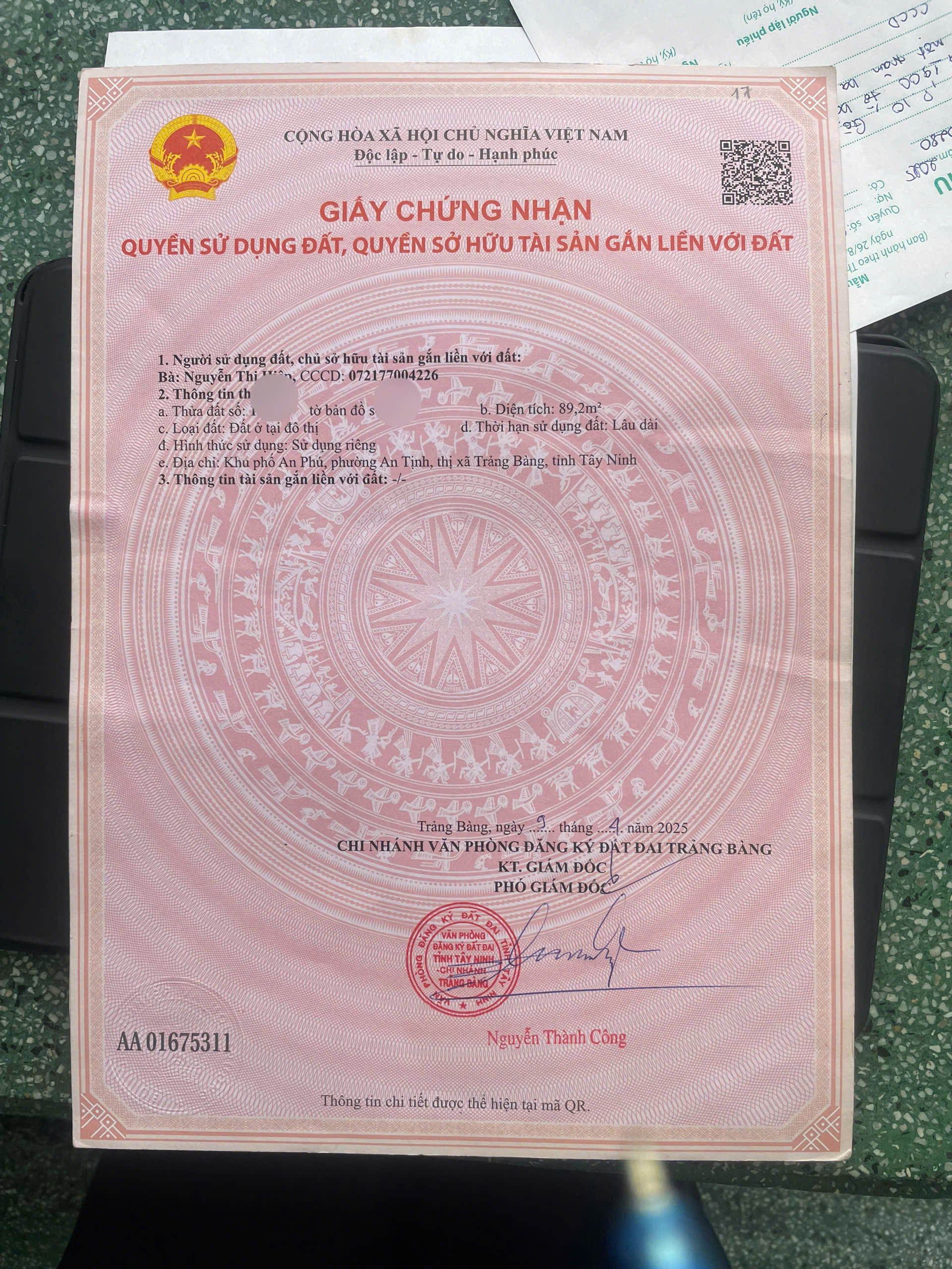 Đất sát kcn trảng bàng 5x18 giá 880 triệu , sổ hồng sang tên ngay