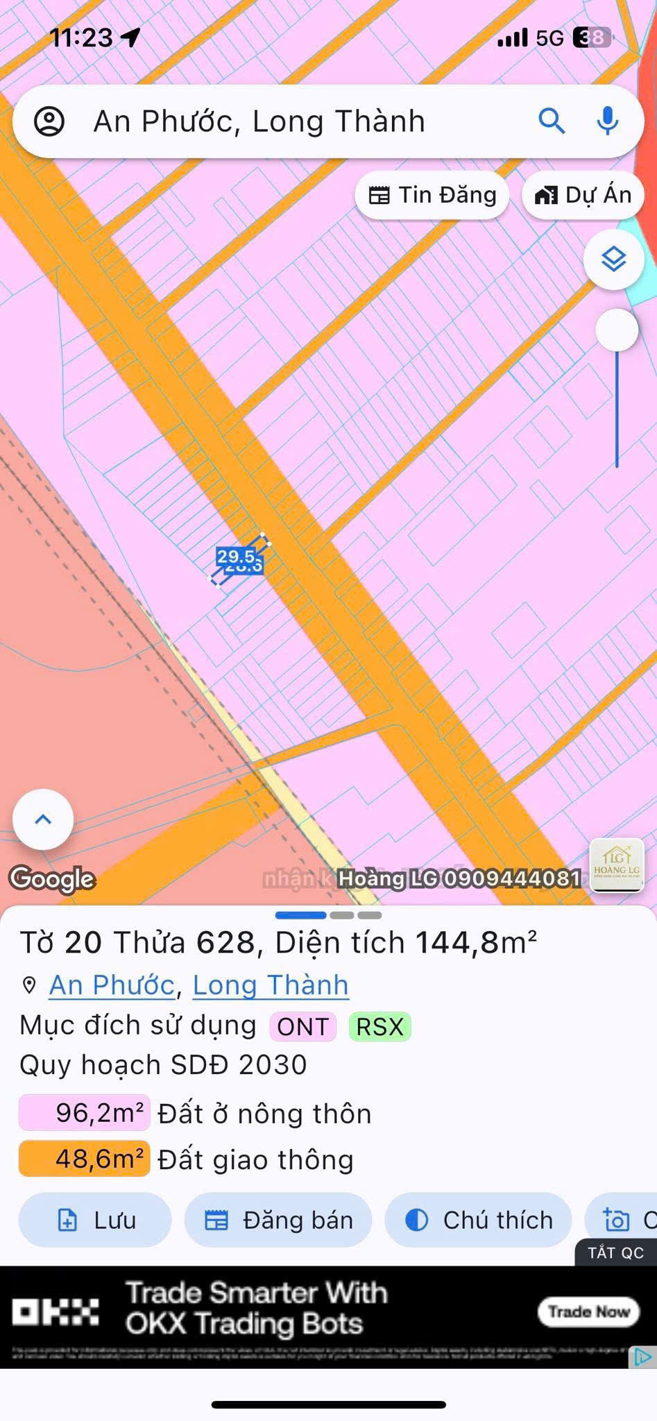 Mặt tiền Lô Hổ kinh doanh mọi ngành nghề. An Phước. Long Thành.