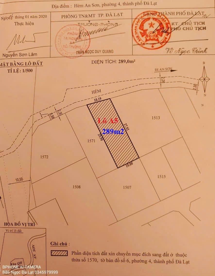 Bán lô đất khu bàn tay Phật- An Sơn Đà Lạt- 289m - 11 tỷ 9 ngay trung tâm tp cách Hồ XH 2km