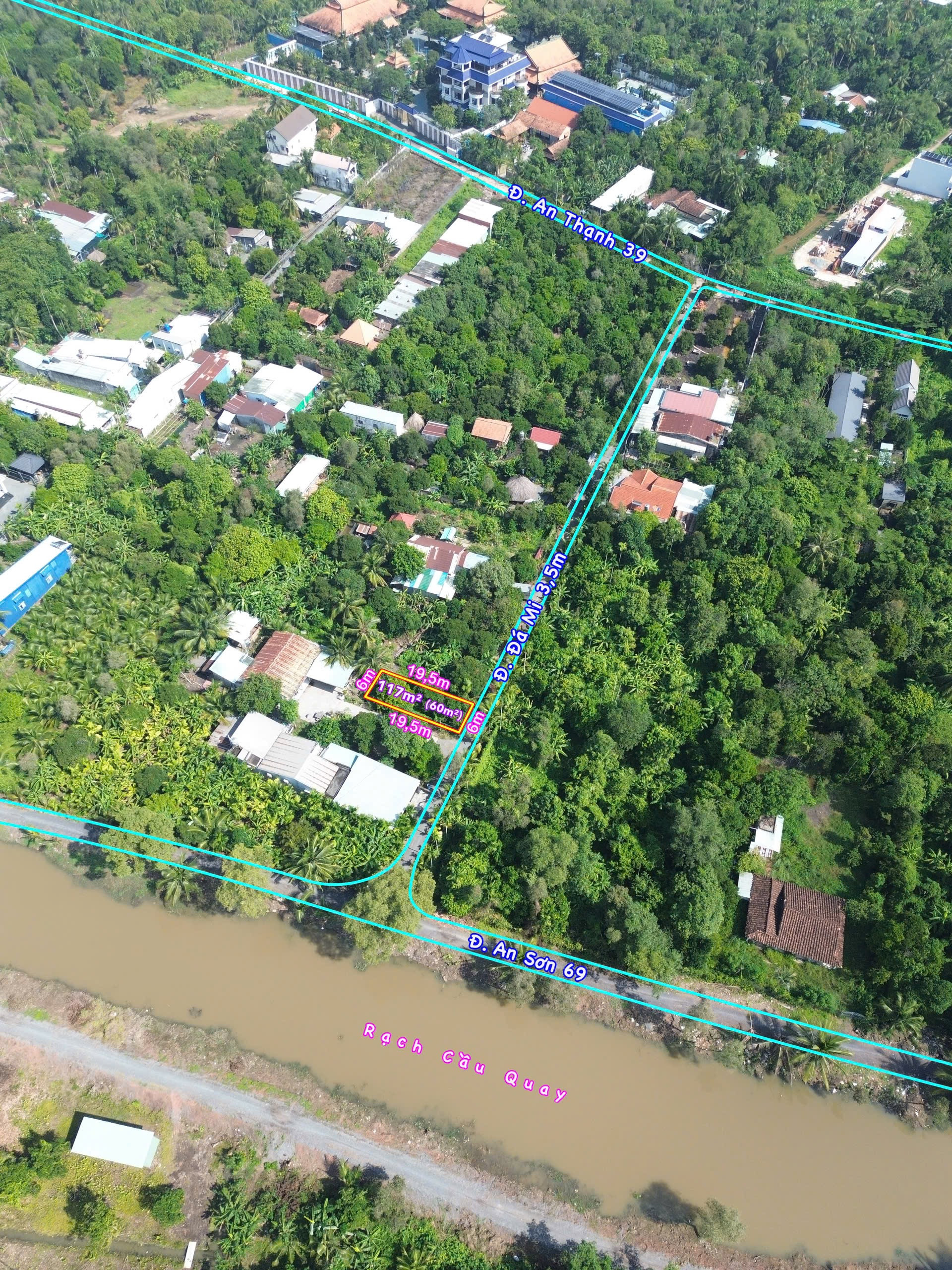 Lô đất sát bên rạch Cầu Quay, 1/Đường An Thạnh 39, Cách sông Búng chỉ 200m, xe ô tô thoải mái