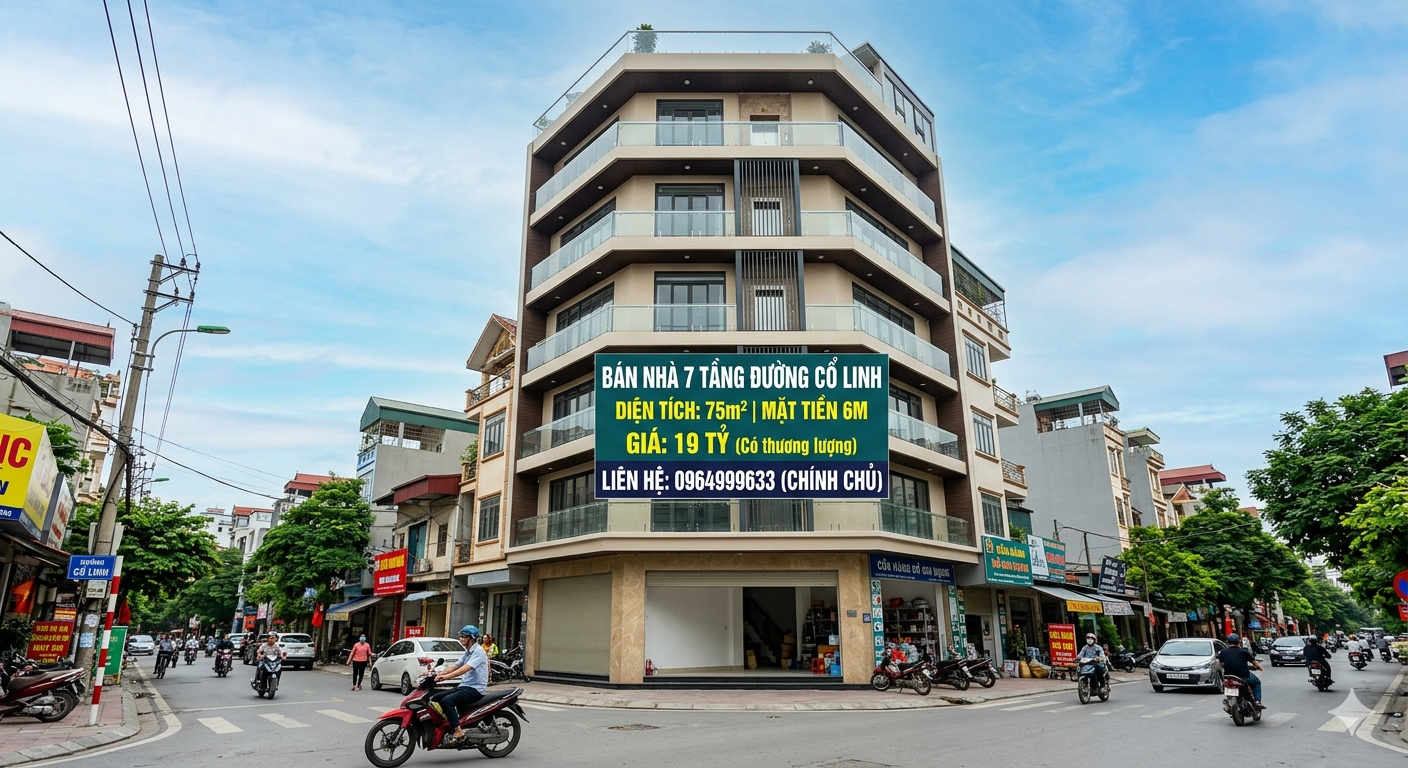 🏡 BÁN NHÀ CỔ LINH – 7 TẦNG – 55M² – GIÁ 19 TỶ – NHÀ ĐẸP, FULL CÔNG NĂNG