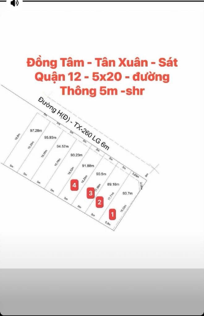 Bán đất 126.5m² full thổ cư ngang 6.6m giá 4.59 tỷ tại Đường ấp Mỹ Hoà 3 Xã Hóc Môn