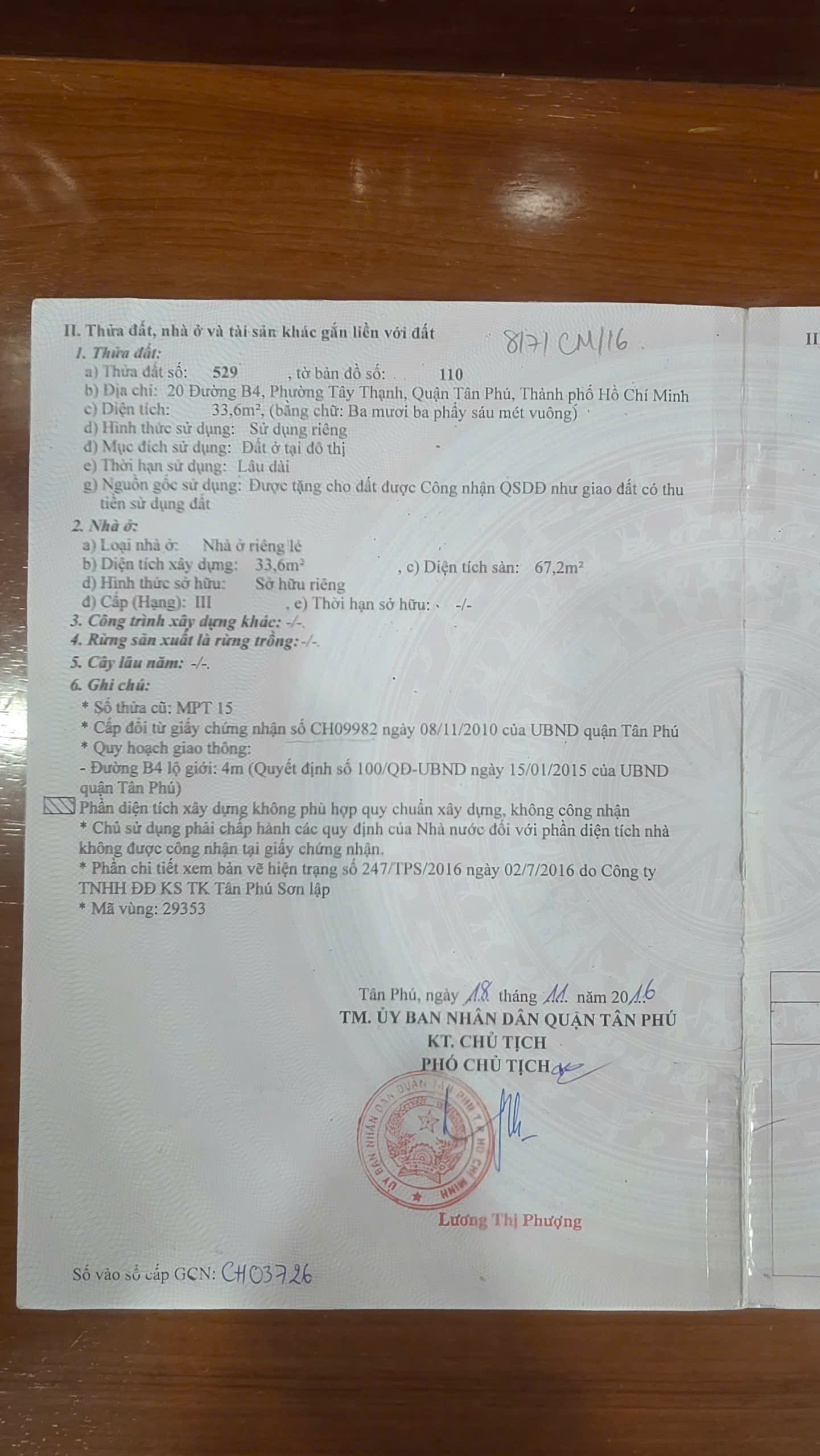 Bán CHDV Mặt tiền 20 ĐƯỜNG B4 Tân Phú– Giá 4,85 tỷ