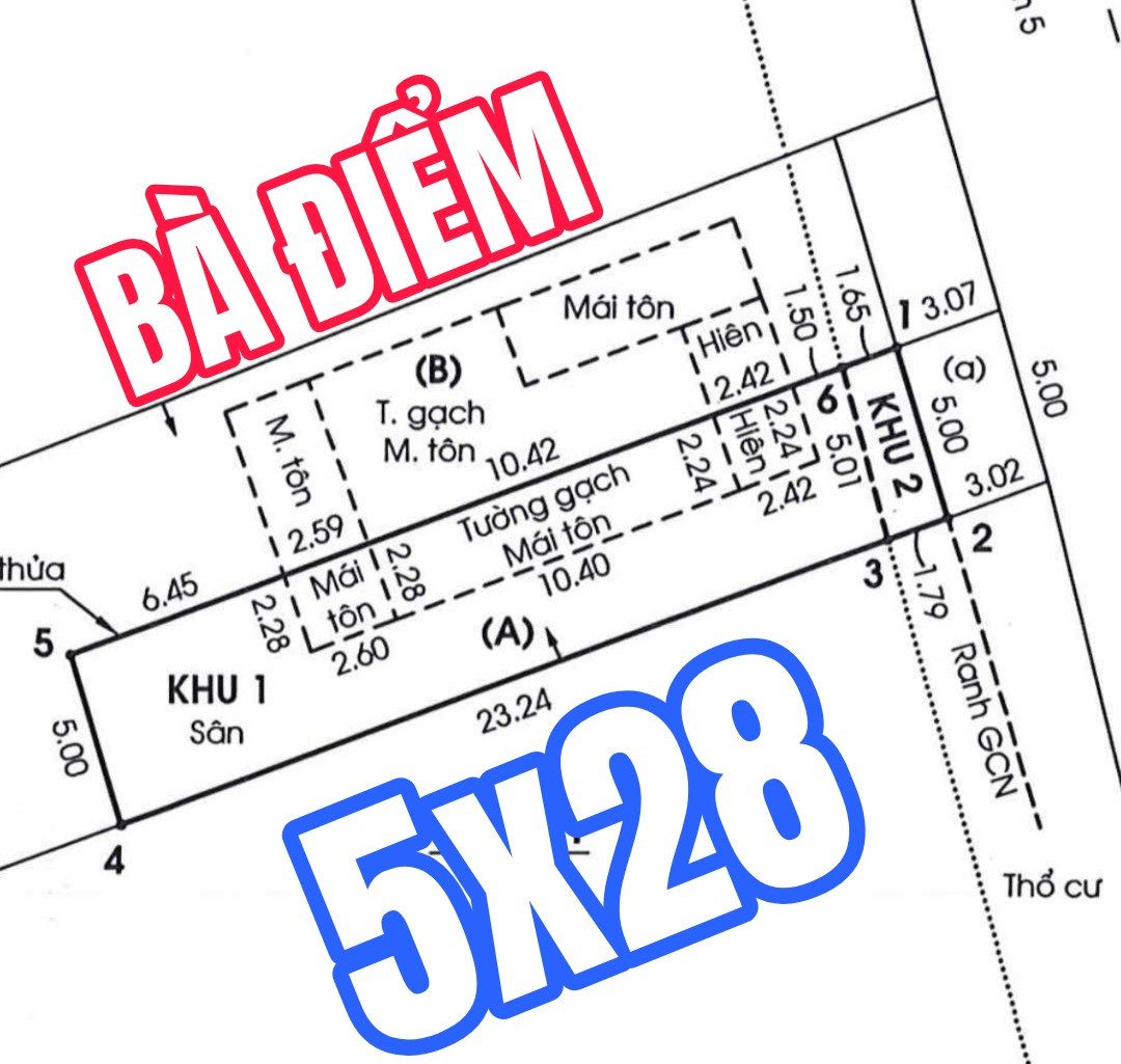 🟥Bán đất mặt tiền rộng Bà Điểm 5x28m~ 140m² thổ cư ngang 5m giá 5ty550tr tại Xã Bà Điểm