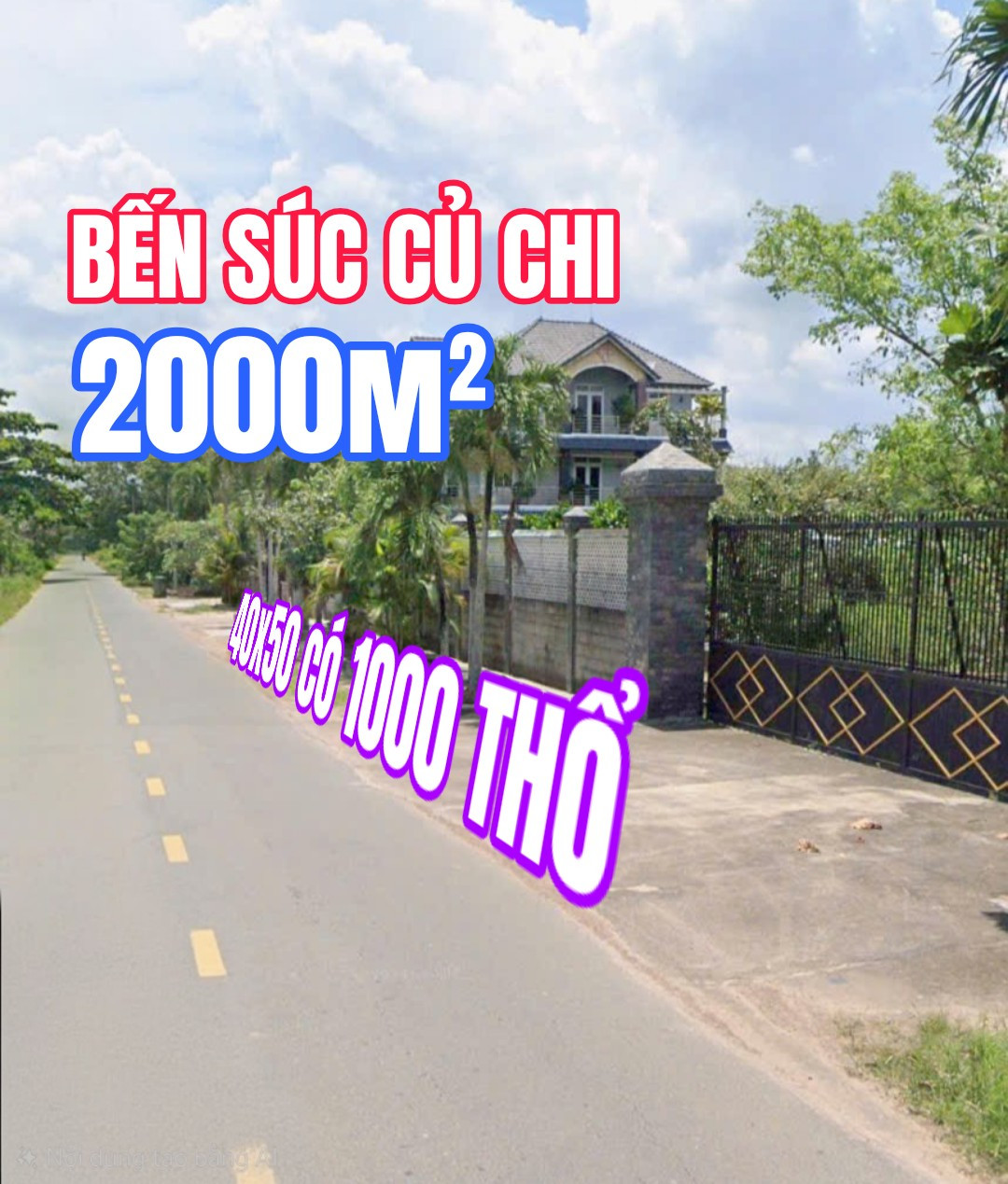 🔴Chủ ngợp bán lỗ 2000m² đất 2000m² có sẵn 1000m² thổ cư mặt tiền Bến Súc ngang 40x50m vuông đẹp giá chỉ 12ty950 tỷ tại An Phú nay Xã An Nhơn Tây