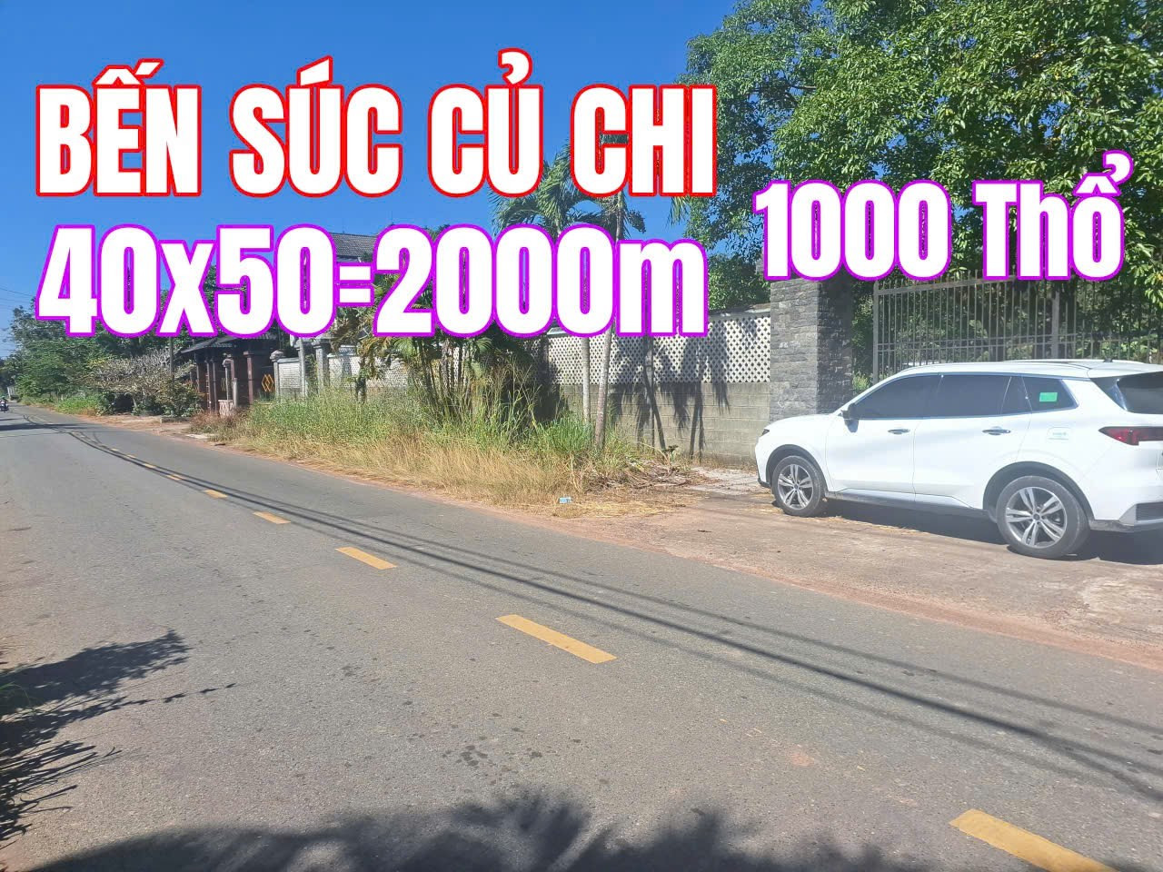 🟥Bán đất Mặt tiền Bến Súc Củ Chi diện tích đẹp 2000m² vuông vức 40x50m có 100p thổ làm nhà vườn, kho xưởng đẹp Xã An Nhơn Tây
