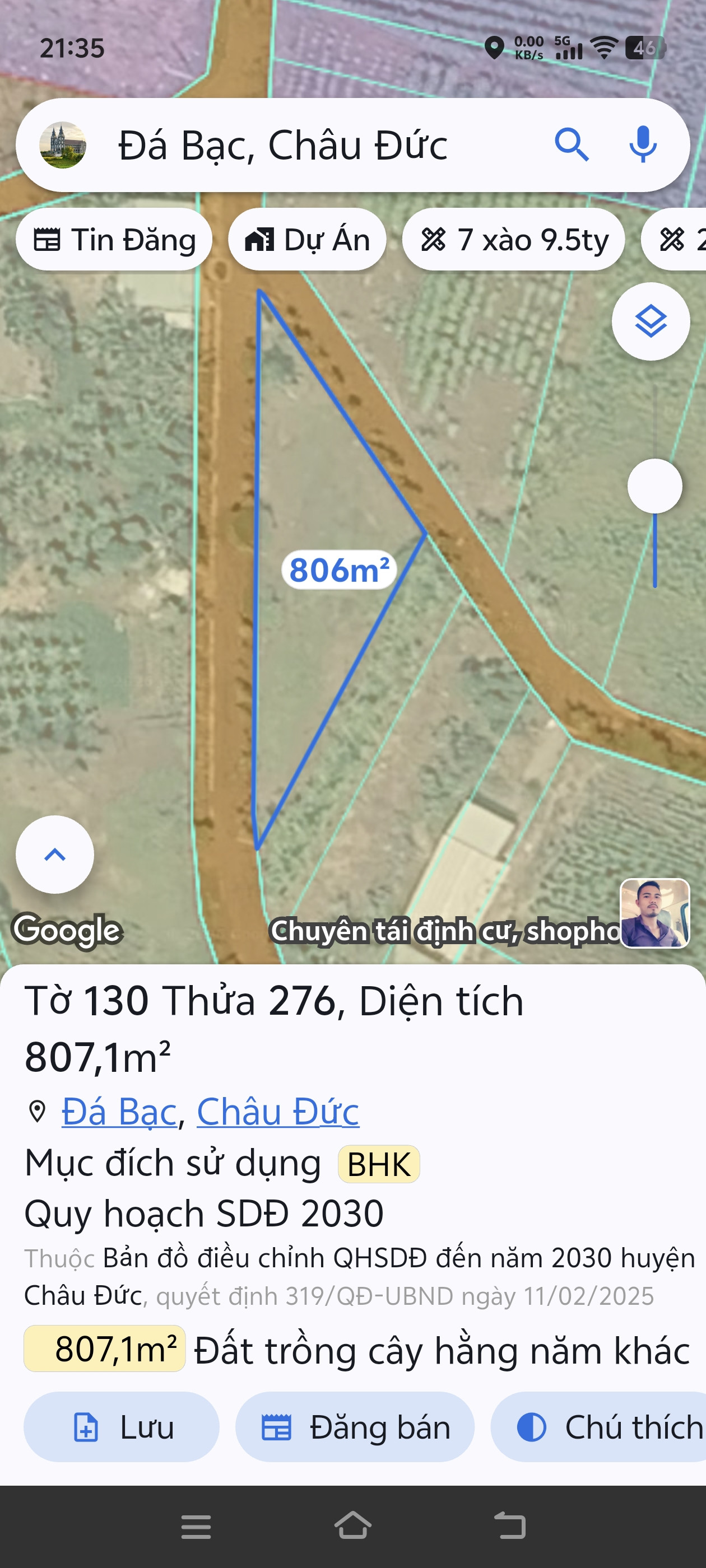 Lô đất 2 mặt tiền nhựa tổng 110m vị trí đẹp.