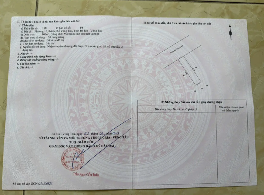 Bán đất khu TĐC 855 Bình Giã phường 10