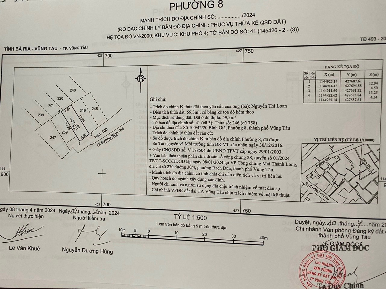 BÁN ĐẤT TẶNG NHÀ CẤP 4, HẺM Ô TÔ BÌNH GIẢ, P8, ĐÔNG NAM CHỈ 4.2 TỶ