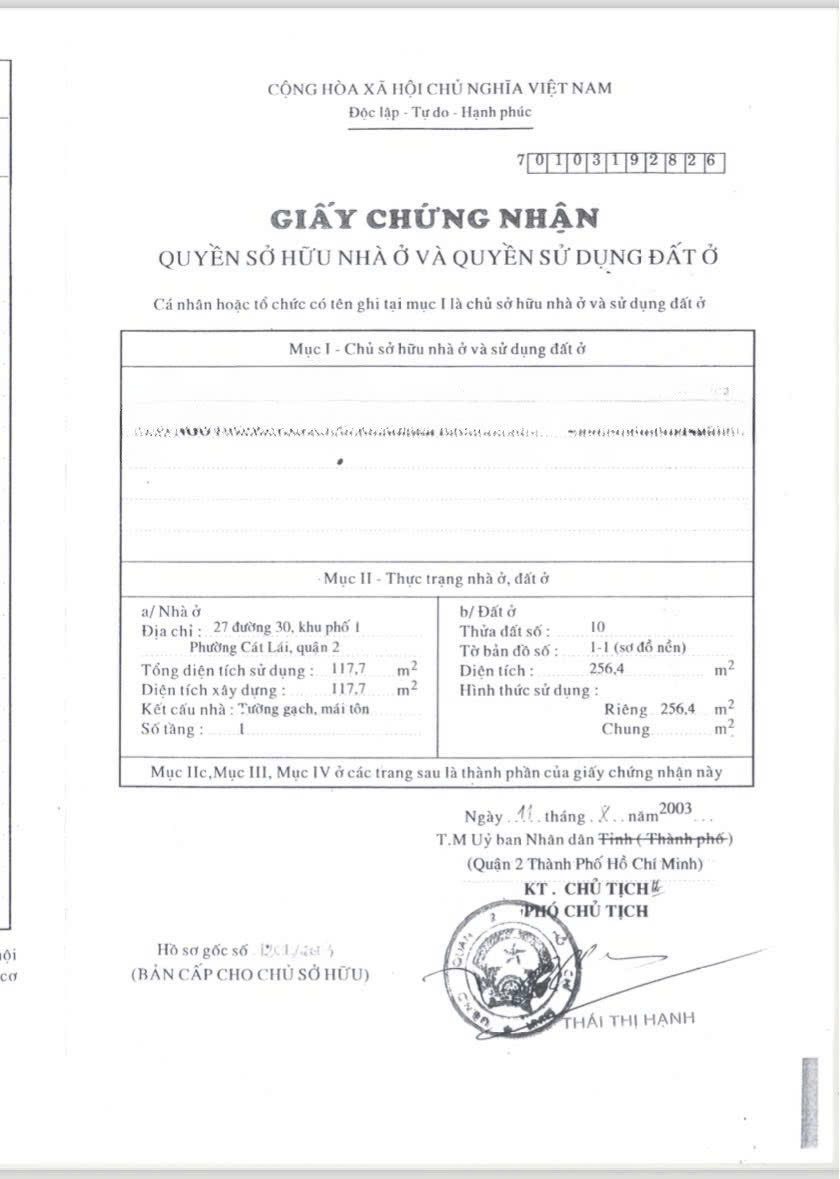 Bán Nhà riêng 260m² thổ cư 260m² giá 21 tỷ tại Đường Bình Trưng Phường Cát Lái TP. Hồ Chí Minh