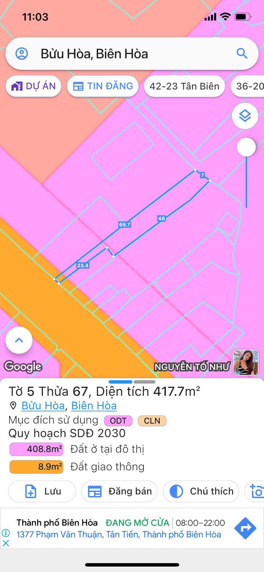 Bán đất 105m² ngang 6m giá 1.7 tỷ tại Đường Bùi Hữu Nghĩa Phường Biên Hòa