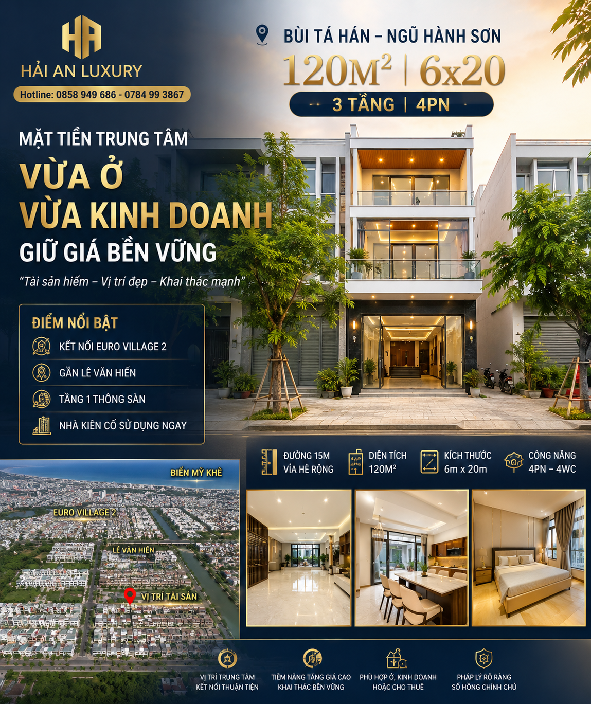 Nhà mặt tiền Bùi Tá Hán Ngũ Hành Sơn – 120m² ngang 6m – phù hợp kinh doanh và giữ tài sản