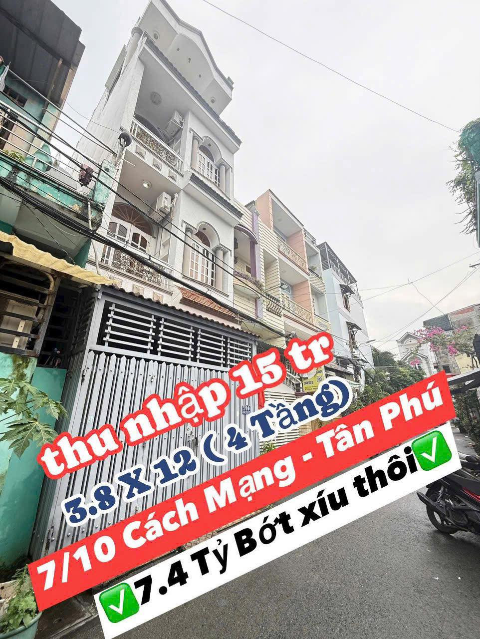 Bán nhà Cách Mạng, Phường Tân thành, Tân Phú – Giá 7,4 tỷ