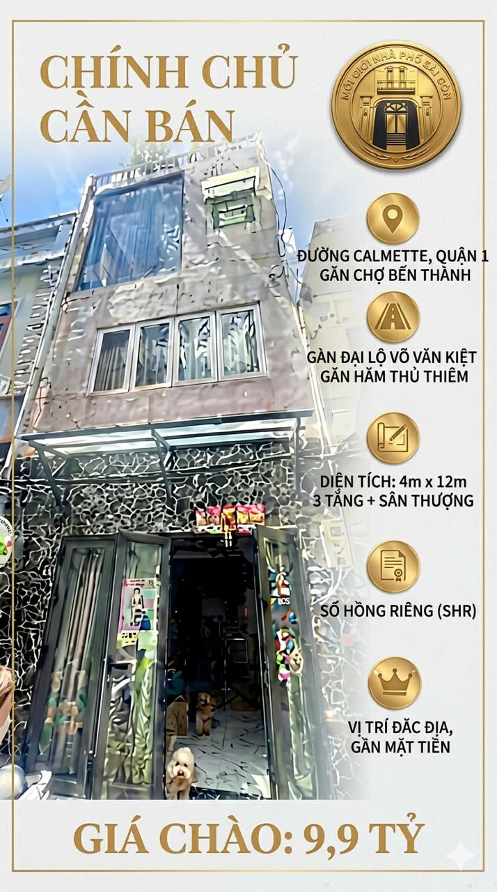 TT QUẬN 1 – CALMETTE – SÁT ĐẠI LỘ VÕ VĂN KIỆT – GẦN CHỢ BẾN THÀNH, NHÀ ĐẸP, SHR