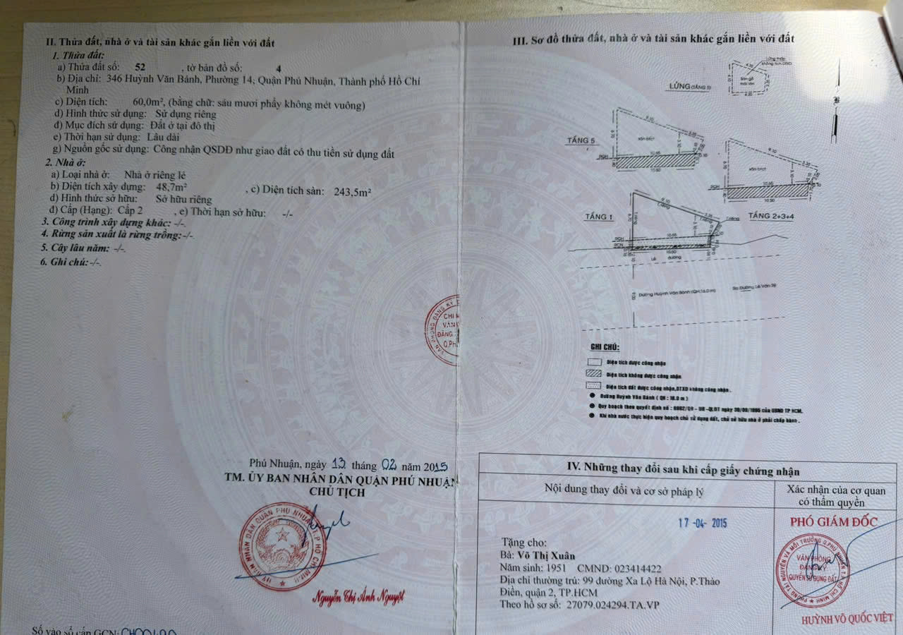 Bán nhà Huỳnh Văn Bánh, Phường 13, Quận Phú Nhuận – Giá 32 tỷ