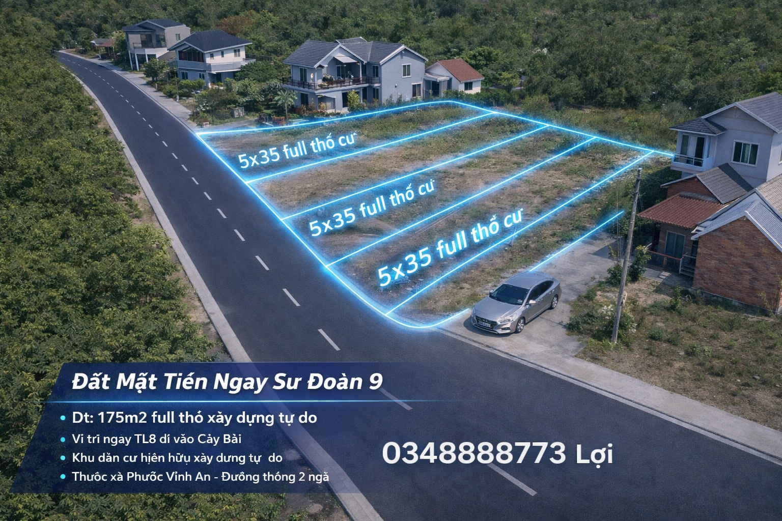 Mặt tiền Cây Bài Sư Đoàn 9 175m2 full thổ . Chưa đến 2 tỷ