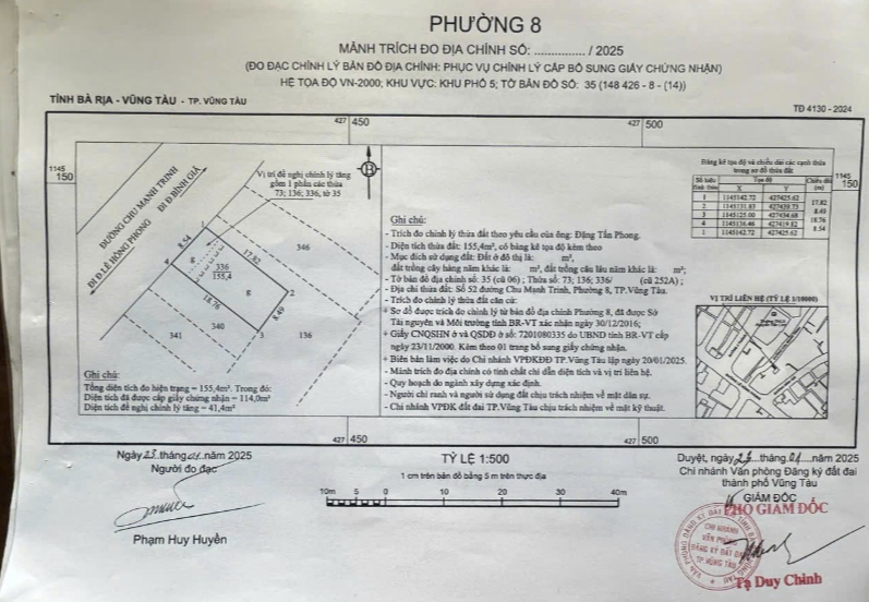 🏡 BÁN NHÀ CẤP 4 MẶT TIỀN CHU MẠNH TRINH, P.8, TP. VŨNG TÀU – 162M² – GIÁ 15 TỶ