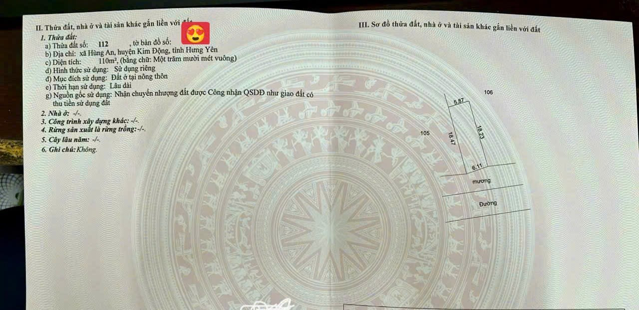 Bán đất 110m² ngang 6,1m giá 3.45 tỷ Xã Hiệp Cường