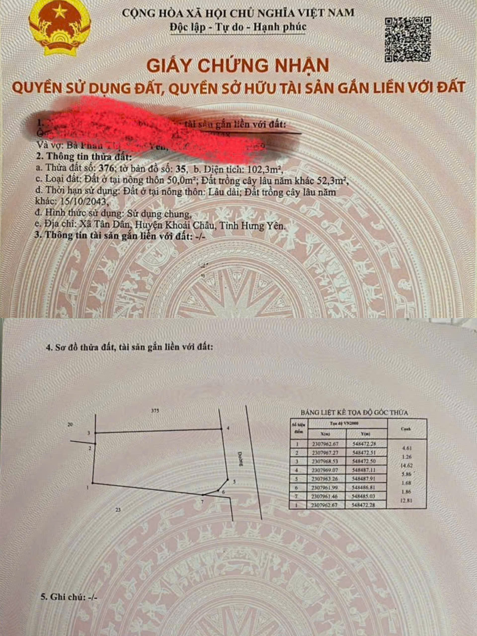 Bán đất 102,3m² ngang 7m giá 1.75 tỷ Xã Triệu Việt Vương