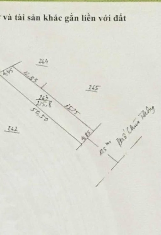 Mảnh đất 263 m2 , mặt tiền 4.85m có vị đắc địa có 102 tại Phố Chùa Thông