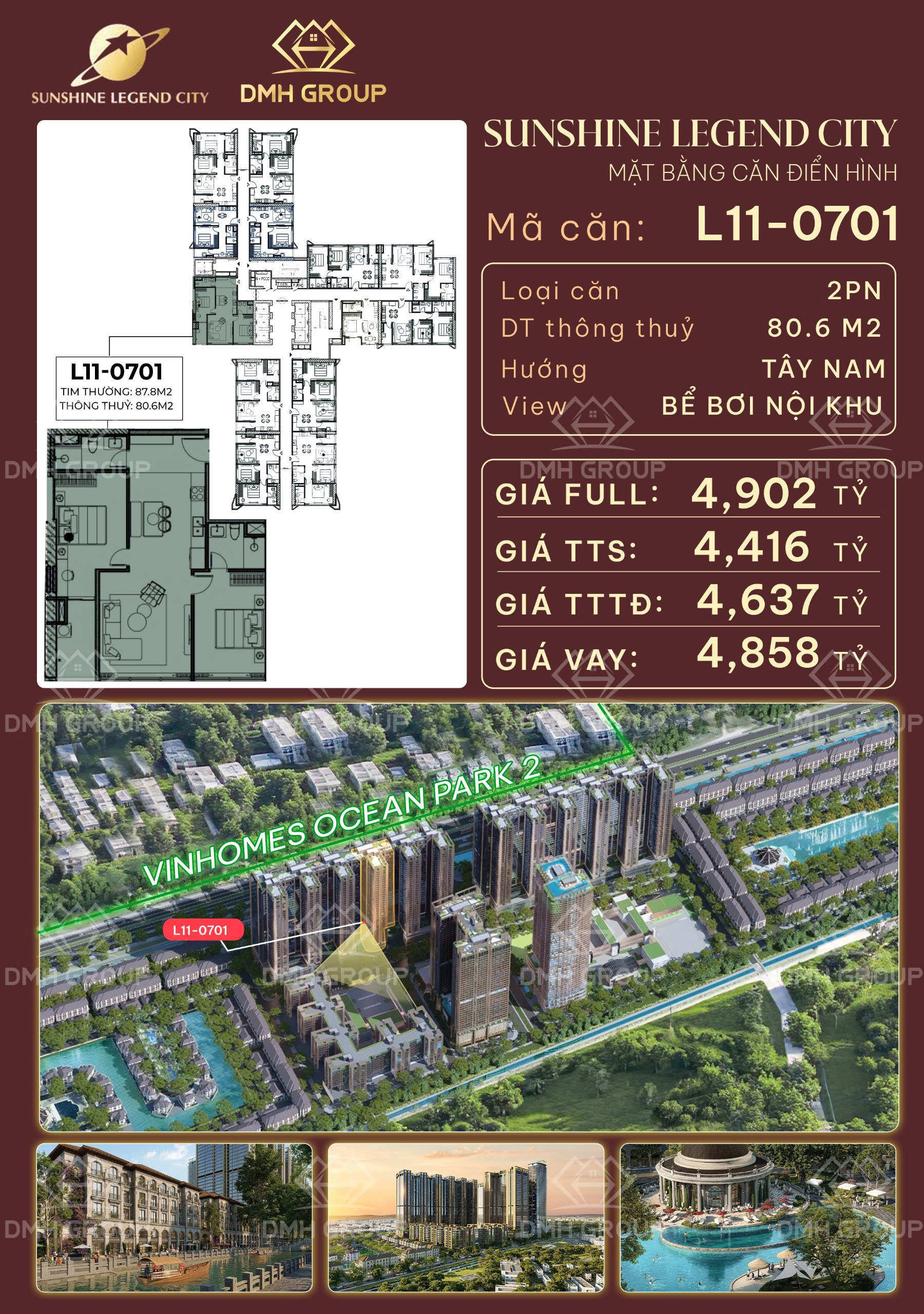 Sunshine Legend – Cần nhượng căn 2N+ tầng trung, hướng TN, Giá siêu hời. Cần tìm TÂN chủ nhân.