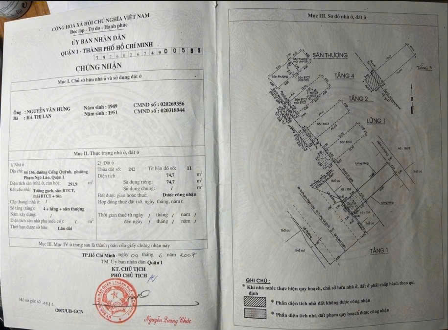 Bán nhà Mặt tiền Cống Quỳnh, Phường Phạm Ngũ Lão, Quận 1 – Giá 48 tỷ