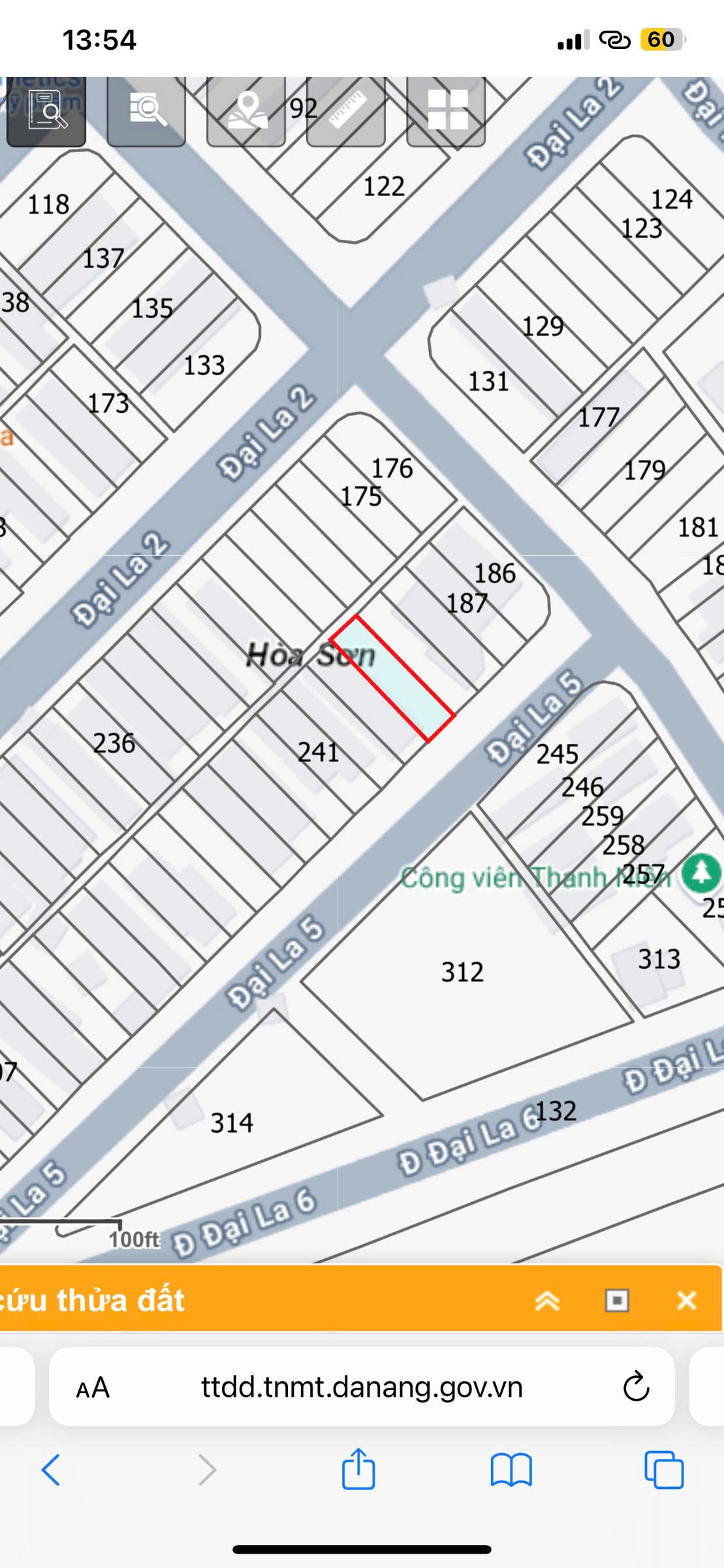 Bán đất 100m² full thổ cư ngang 5m giá 2.7 tỷ tại Đường Đại La 5 Phường Hòa Khánh
