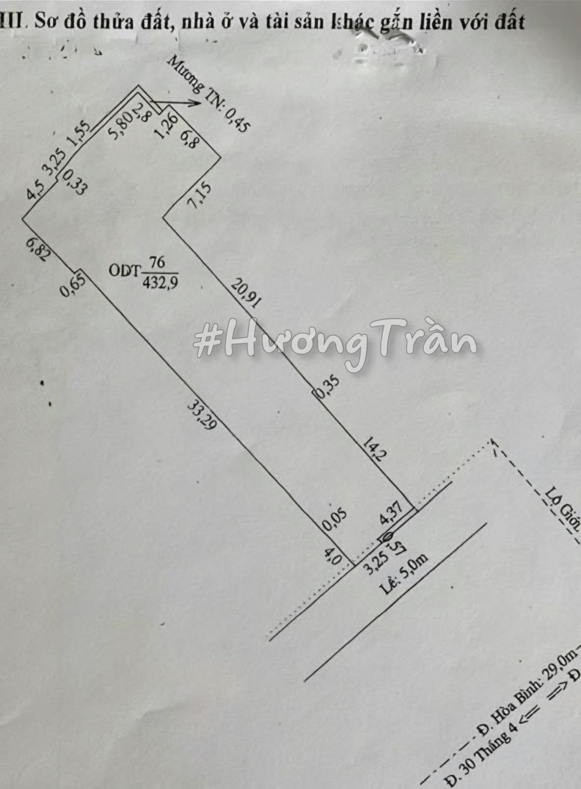 BÁN ĐẤT 423m2 ODT MẶT TIỀN ĐẠI LỘ HOÀ BÌNH (đối diện Vietcombank) và Sense City
