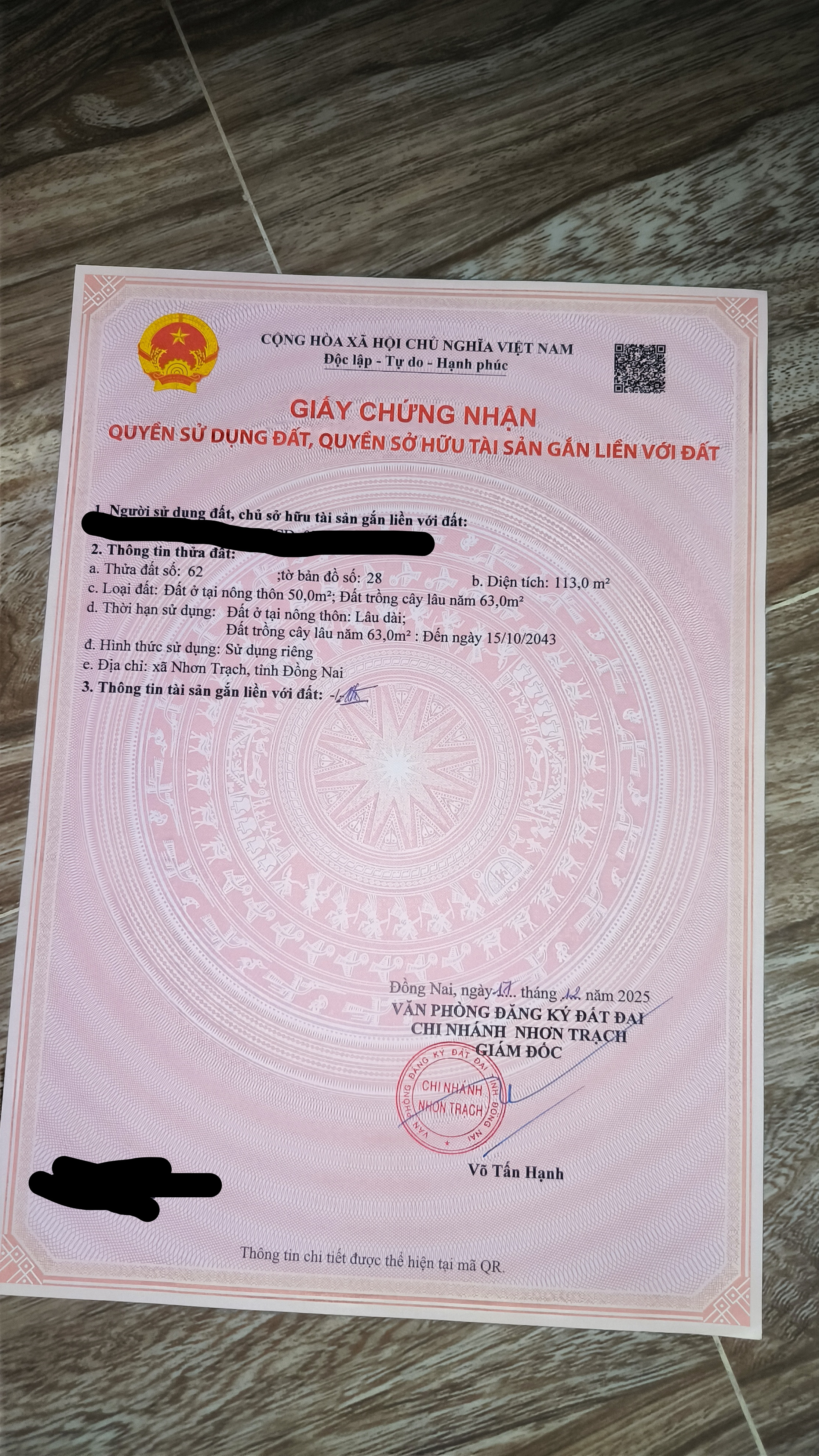 Cần bán gấp lô đất ở Phú Hội, xã Nhơn Trạch, tỉnh Đồng Nai