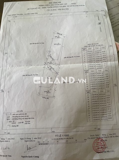 Bán đất 5123m² ngang 30m giá 950 triệu tại Xã Tân Hà Huyện Hàm Tân