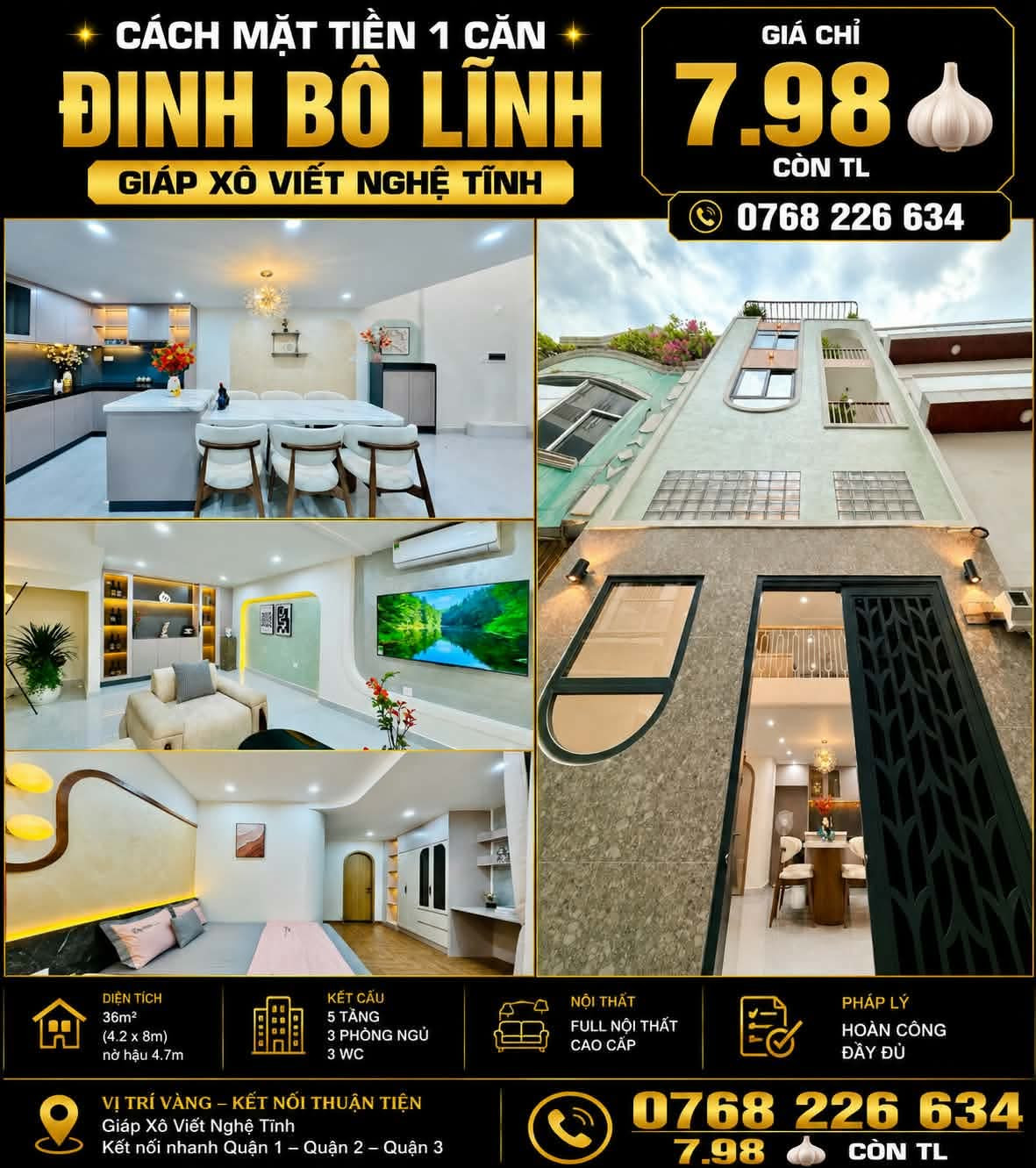 Bán Nhà riêng 36m2 có sẵn 36 m2 thổ cư giá 7.98 tỷ tại Đường Đinh Bộ Lĩnh Phường 11 Quận Bình Thạnh TP. Hồ Chí Minh