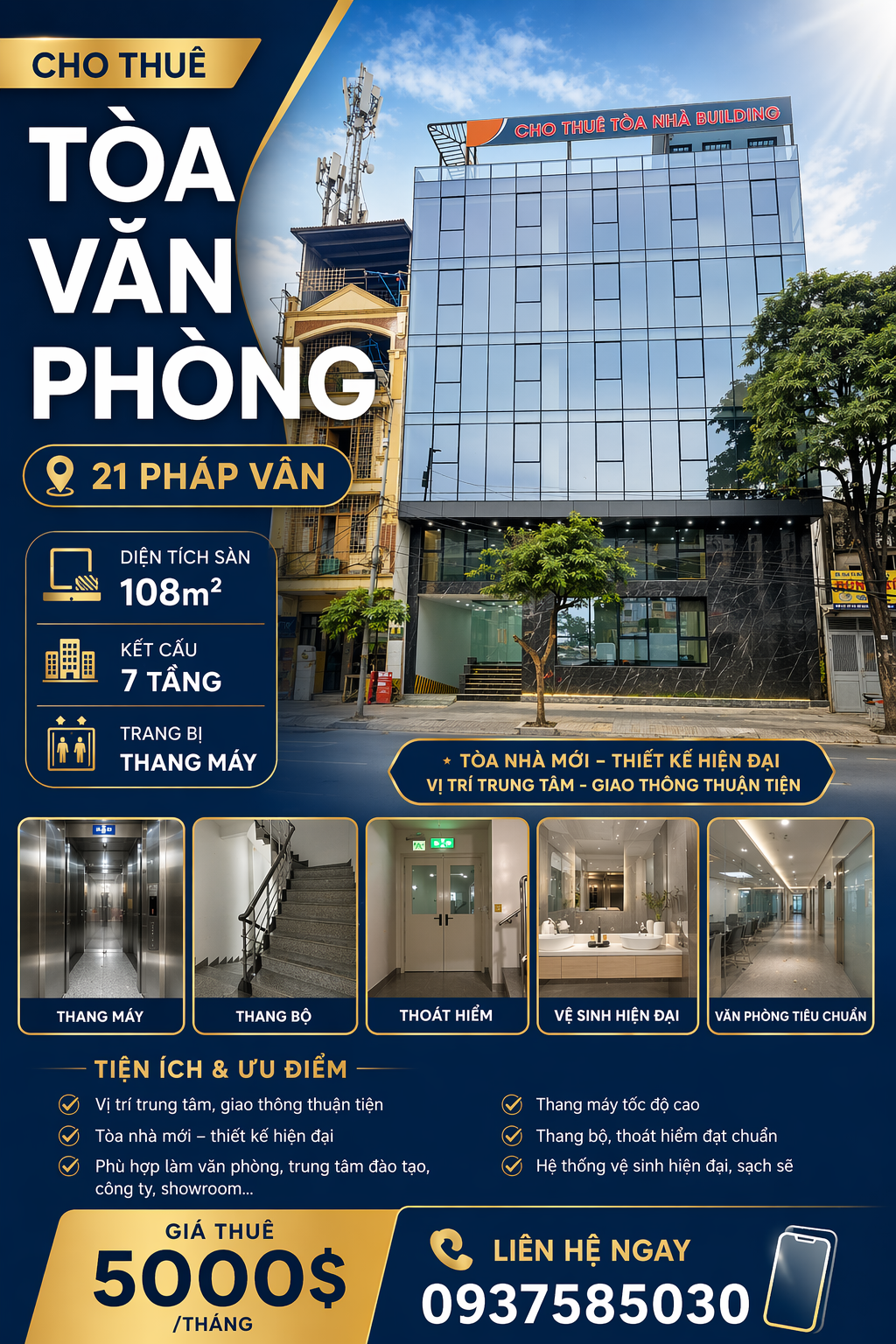 Cho thuê Văn phòng 108m² giá 100 triệu/ tháng tại Đường Đỗ Mười Phường Hoàng Mai Hà Nội