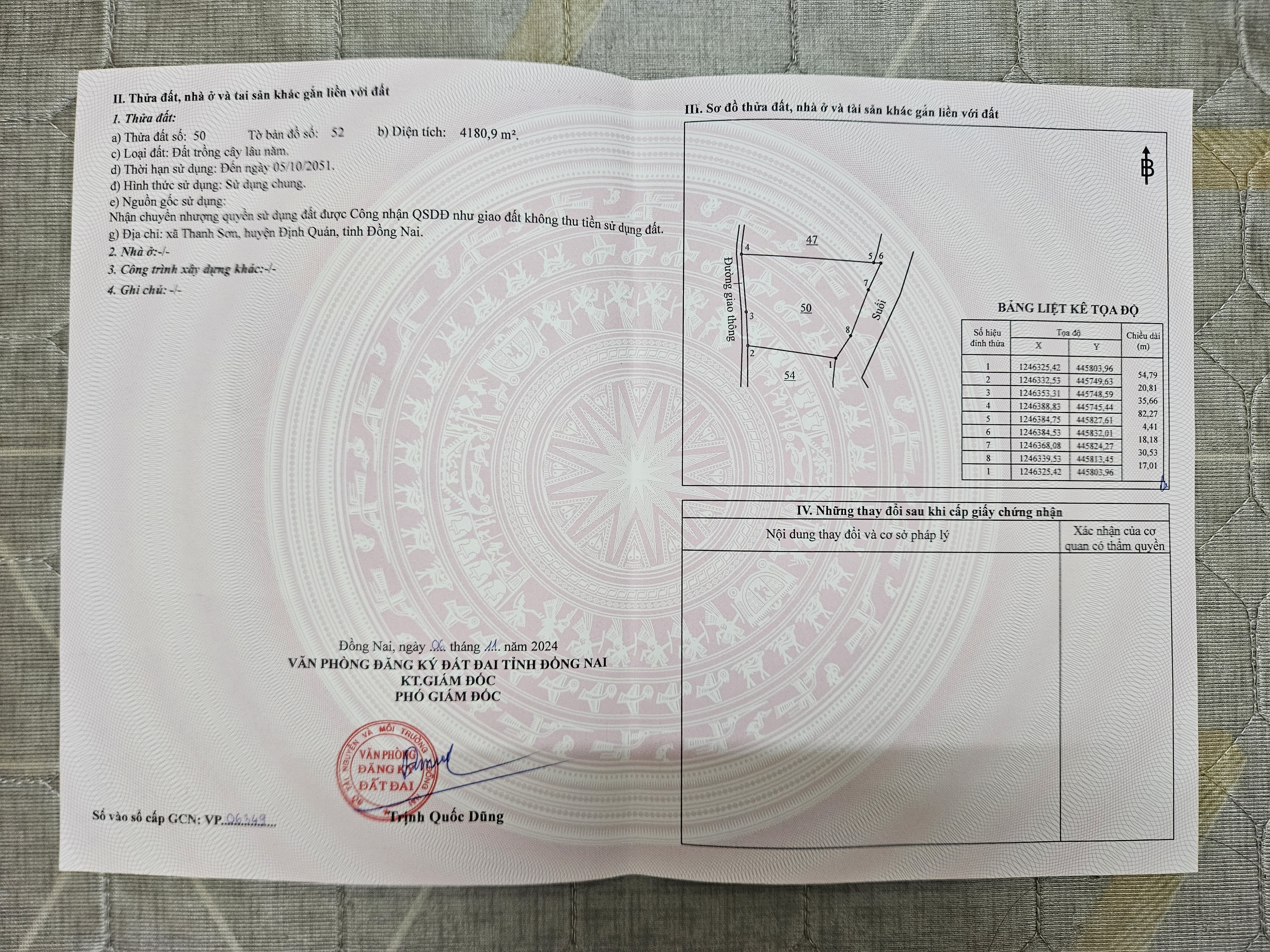 Bán nhanh lô vườn xoài 4180,9m2 đang cho thu mạnh với nhiều loại cây ăn trái xã Thanh Sơn, Đồng Nai giá 3tỷ500tr