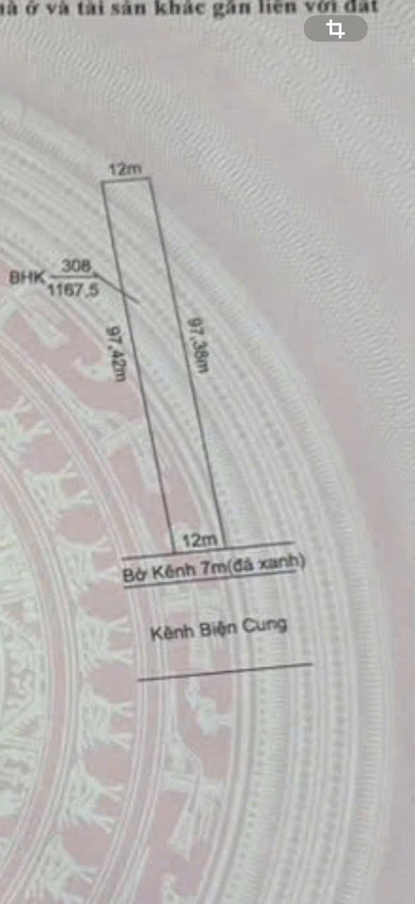 Bán 1167m2 đất vườn xã bình đức mặt tiền kênh biện cung 7m đang thi công bê tông hoá , được phép chuyển thổ cư