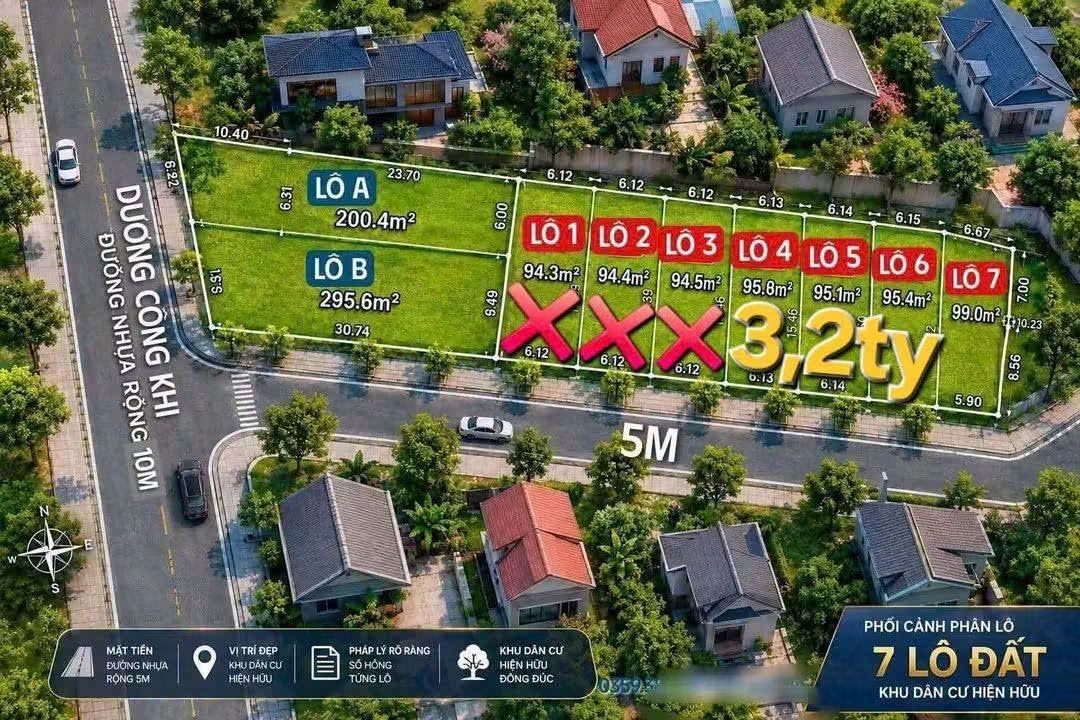 Giá : 3 tỷ 200. Đất : 6,15 x 15m hẻm ôtô đường Dương Công Khi.  Gần ngã 3 Giồng