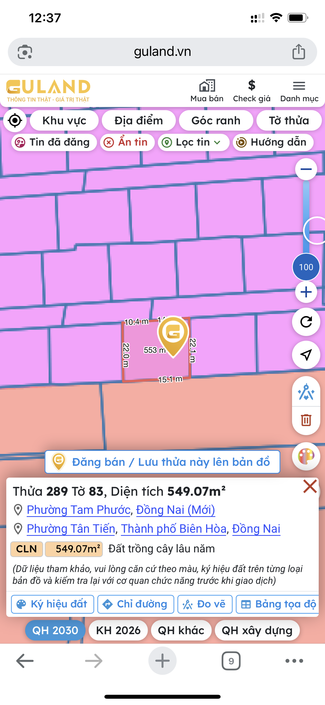 Bán đất 549.1m² ngang 25m giá 5.49 tỷ tại Đường Dương Diên Nghệ Phường Tam Phước