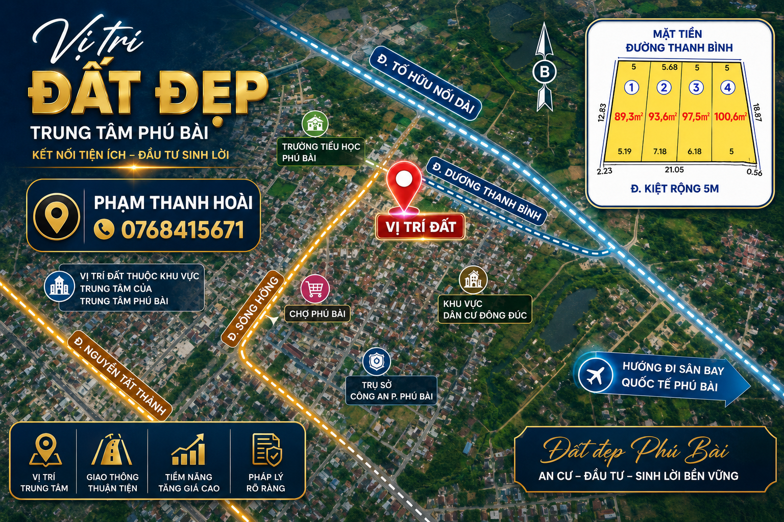 MỞ BÁN 4 LÔ ĐẤT ĐẸP TRUNG TÂM PHÚ BÀI – GIÁ CHỈ TỪ 1TỶ xxxTR