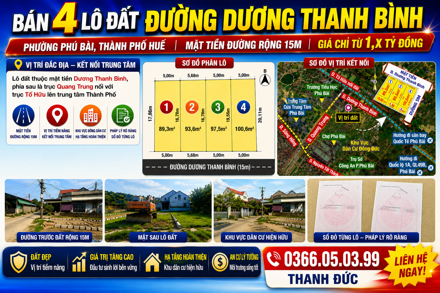 🔥 GIÁ CHỈ TỪ 1,X TỶ ĐỒNG – SỞ HỮU NGAY ĐẤT MẶT TIỀN ĐƯỜNG 15M TẠI PHÚ BÀI, TP HUẾ 🔥
