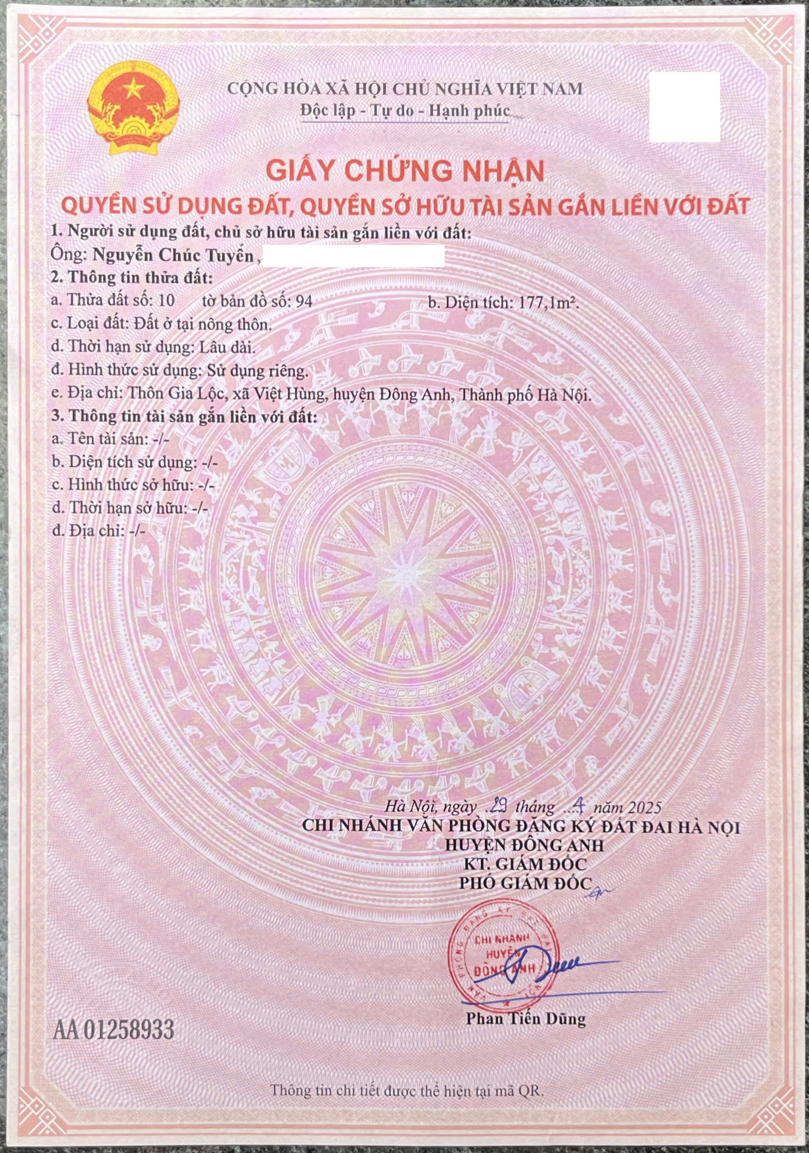 Bán đất tại Gia Lương (Lộc), Việt Hùng, Đông Anh