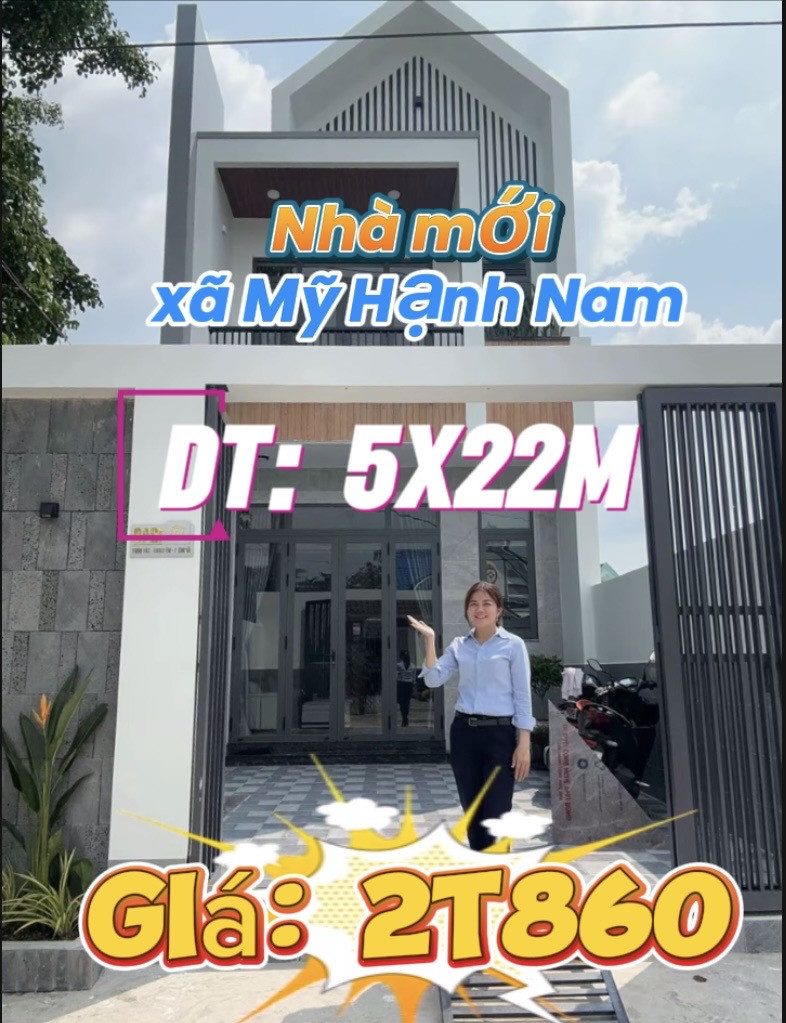 Bán nhà mới xây đường Giồng Lớn, cách chợ Mỹ Hạnh 500m| DT: 5x22m, SHR