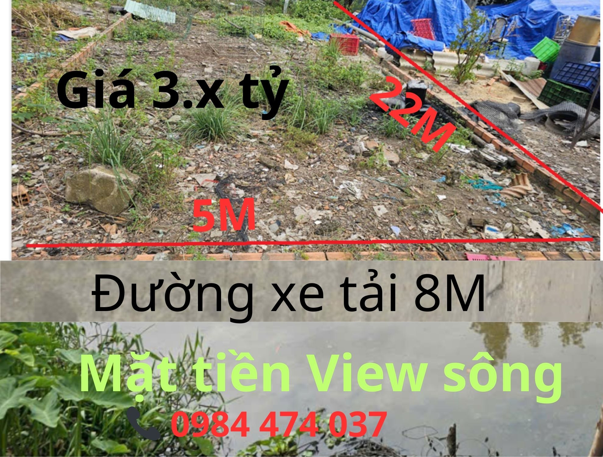 Bán đất mặt tiền view sông Hà Huy Giáp, Phường Thạnh Lộc, Quận 12. Diện tích 110m2, hẻm xe tải 8m, đất trống tiện xây mới 5 tầng, giá chỉ nhỉnh 3 tỷ.