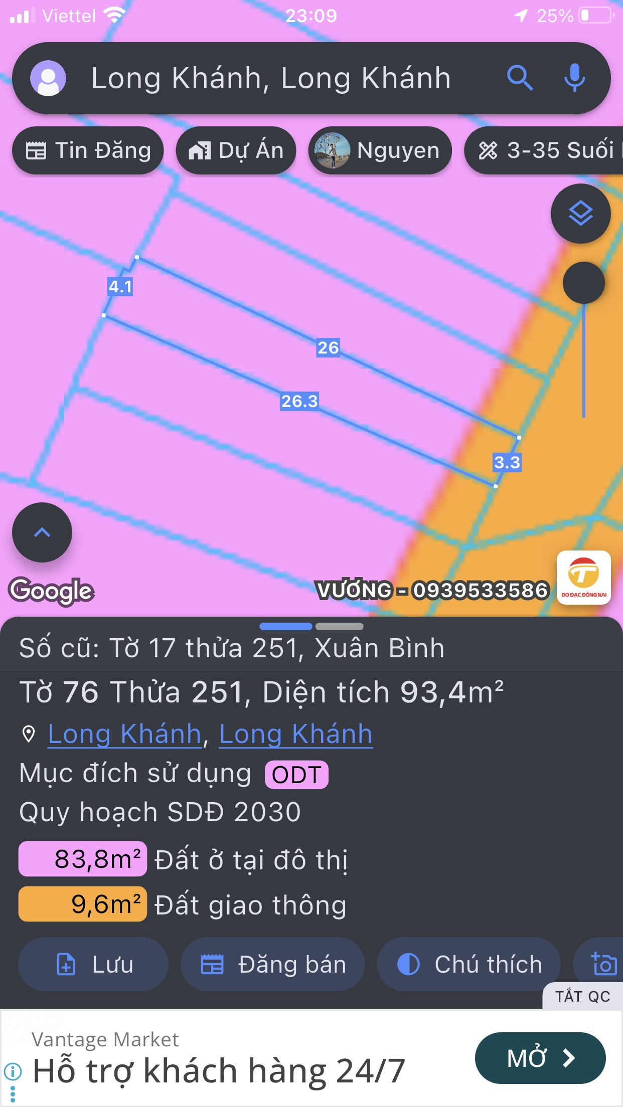 Bán đất 93.4m² giá 2 tỷ Phường Long Khánh